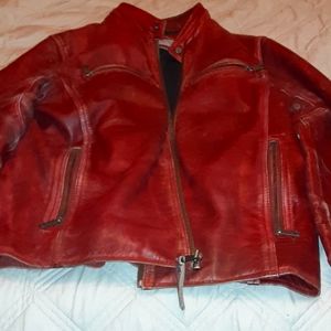 Andrew Marc NY Distressed Red Moto Jacket